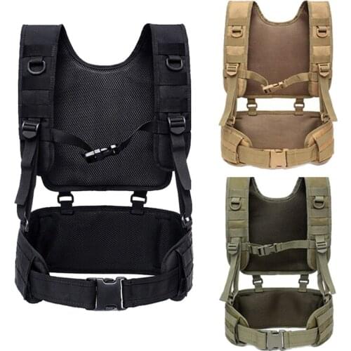 Men Military Tactical Chest Rig Vest MOLLE Combat Waist Belt with Harness Army Cummerbunds Outdoor Vest Airsoft Equipment
