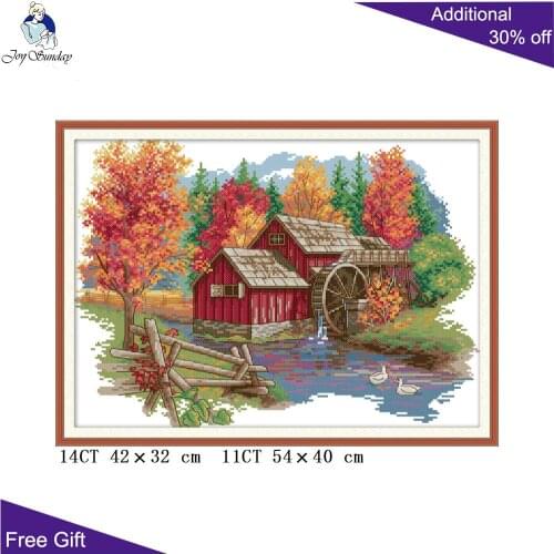 Joy Sunday Mill Home Cross Stitch FA007 14CT 11CT Counted and Stamped Mill Home Decoration Embroidery DIY Cross Stitch Kit
