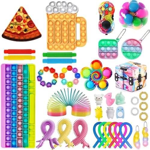 NEW Kawaii Fidget Toys Kit Anti Stress Games Pack Squishy Sniper Antistress Toys Supirse Box For Children Adults Fidget Toys Kit