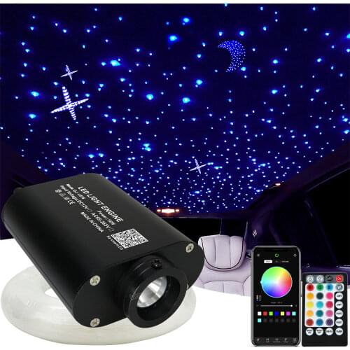 Sound Active DC12V 16W RGBW Music Control Fiber optic starry ceiling kit light with Bluetooth APP Control Car Fiber Optic Light