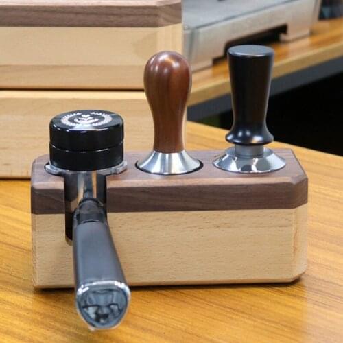 1pcs Coffee Powder Holder Coffee Hammer Stand Espresso Tamper Pads Anti-Skid Press Tamping Holder Beech Wood Filling Powder Base