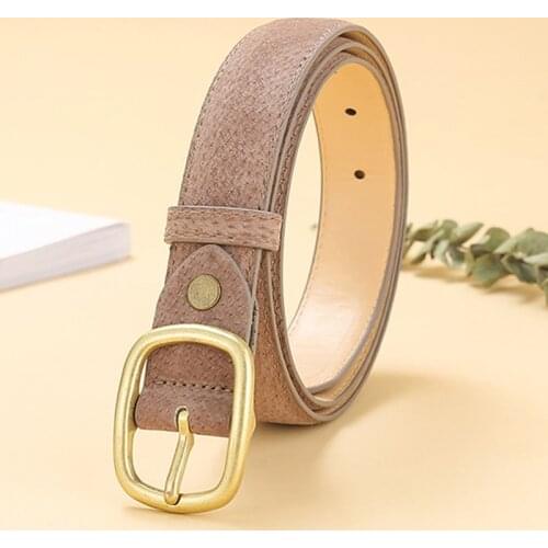 ELIsfashion Pigskin Genuine Leather Belt Luxury Strap Dress And Jeans Belts Fashion For Women classic Matt Golden Buckle 9 Color