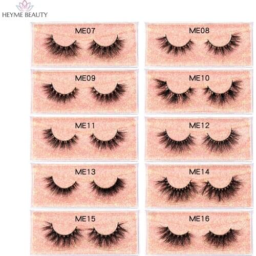 HEYME Eyelashes 3D Mink Lashes Dramatic Fluffy Soft Wispy Volume Handmade Cotton Band Lasting Thick Reusable Cross False Eyelash