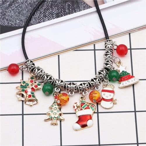 Christmas Necklace Cute Snowman Tree Stocking Pendant Necklace Clavicle Necklaces Jewelry Christmas Gift Accessories