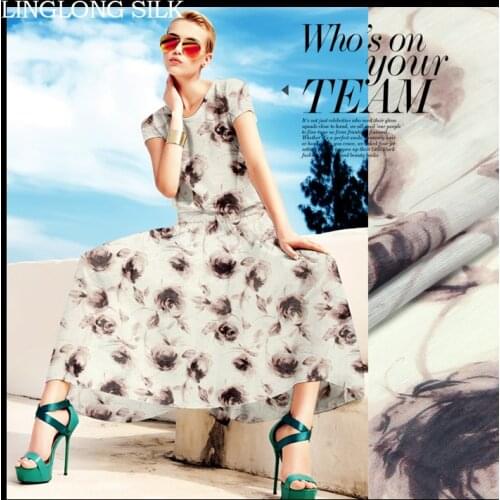 SILK LINEN FABRIC 14m/m Width 55"-140cm30%Natural Silk+70%Linen Dress Fabric Pattern Patchwork Fabric Floral Printed Pattern