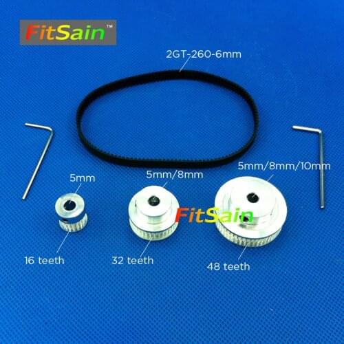 FitSain-2GT 16T:32T:48T 1:2 1:3 1:1.5 aluminum alloy pulley center hole 5mm 8mm reduction ratio drive synchronous wheel
