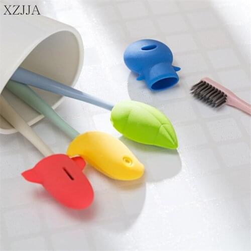 XZJJA 2PC Silicone Cute Plane Bird Toothbrush Head Storage Box Holder Travel Portable Tooth Brush Head Cap Cover Protector Case
