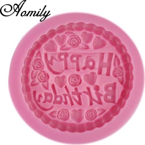 Aomily Happy Birthday Silicone Mold DIY Cake Molds Fondant Molds Sugar Craft Chocolate Moulds Tools Cake Decorating Baking Tools