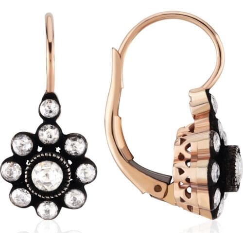 Symbol Gold 0.77 ct Diamond Earring Piece Jewelry Rope Chain Charm Earring Jacket Bead Figure For Women