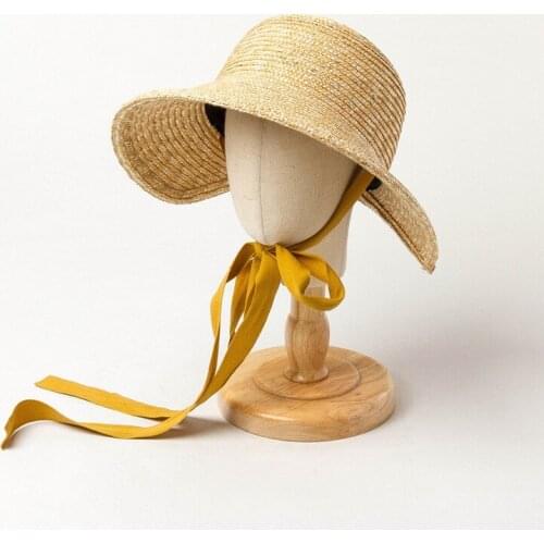 Spring Summer Children Hand-knitted Wide Brim Straw Hat with Strapping Sun Hat for Kids Outdoor Travel Sunshade Sunscreen Cap