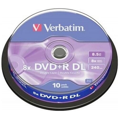 Verbatim dvd+r doble capa matt silver 8x tarrina 10