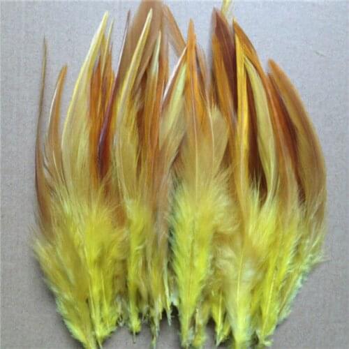 High quality 50pcs yellow beautiful 10-15cm/4-6inches natural pheasant neck feathers DIY clothing hat decoration
