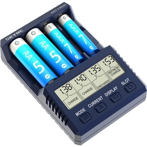 NEW SKYRC NC1500 AAA AA 5v 2.1A Ni-MH battery charger NiMH 4 Slots LCD independent charger Discharger & Analyzer