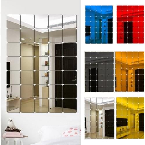 Mirror Wall Stickers Acrylic DIY Wall Decor Stickers Mirrored Sticker Bathroom Home Decoration Mirror Foil Wall Sticker