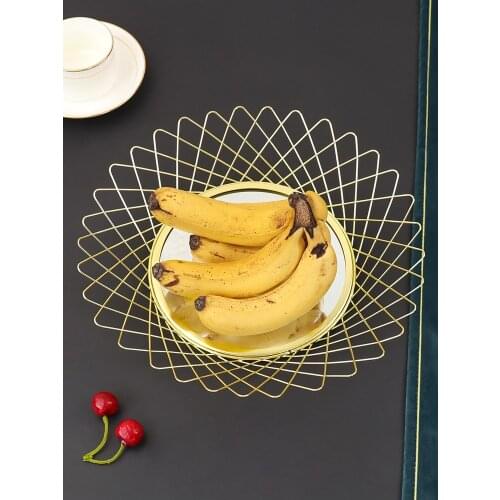 Mirror Fruit Tray Iron Storage Tray Home Living Room Coffee Table Dining Table Set Tray Decoration Fruit Basket Home Decoration