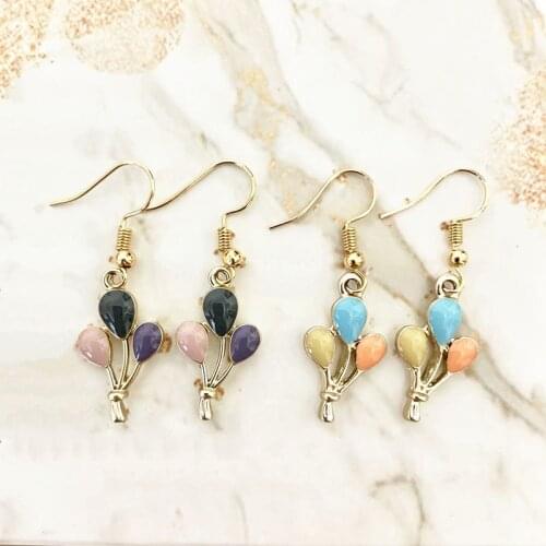 Mixed Color Balloon Earrings Gold Zinc Alloy Enamel Summer Beach Charms Dangle Women Hoop Gift Eardrop Fashion Accessories