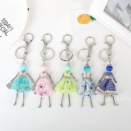 Women Dress Doll Keychain Doll Key Chains For Cars Keyrings Car Trinkets Key Chain Dacing Gril Doll Keychains