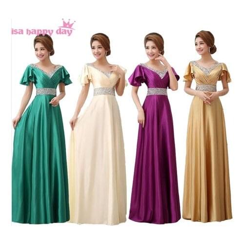 Vestido formatura de festa longo modest green emerald evening dresses with cap sleeves 2020 new arrival for under 100 W1382