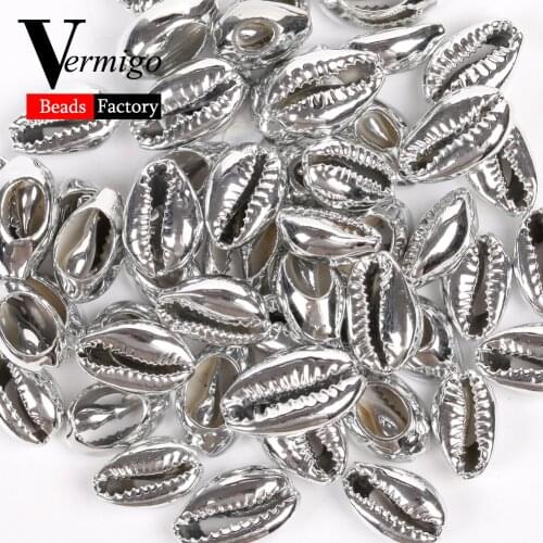10mm-20mm Natural Silver Plated Seashell Beads Cowrie Conch Beads for Jewelry Making Diy Beach Bracelets Necklace
