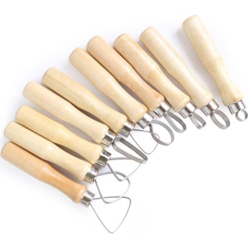 10pcs Pottery Tools DIY Handmade Sculpting Supplies Carving Ceramics Clay Sculpture Tool with Stainless Steel Flat Wire