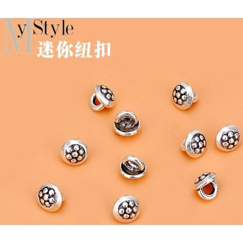 10PCS S925 retro Thai silver button Mini plum button hand string knitting jewelry hand DIY material accessories