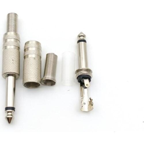 100PCS 6.35mm Mono Plug With Spring Cable Protector Solder adapter