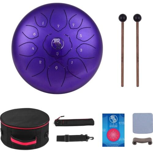 11 Inch Steel Tongue Drum Hangpan Drum 11-Notes C-Key Percussion Instrument with Mallets Drum Bag Wiping Cloth for Musical