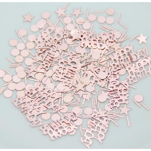 15g/Bag Happy Birthday Sequin Confetti Rose Gold Stars Table Confetti Sprinkles Decoration Birthday Party Celebration Supplies