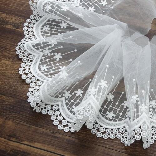15Yards White Lace Fabric 16cm Trim Applique DIY Handmade Mesh Net Ribbon Wedding Dress Clothes Accessories