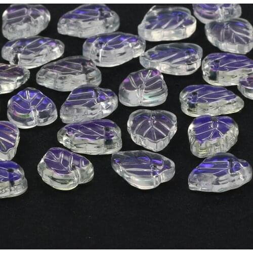 30pcs Transparent Glass Beads 13x10mm Loose Leaf Spacer Beads For Jewelry Making Handmade Diy Necklace Bracelet Accessories