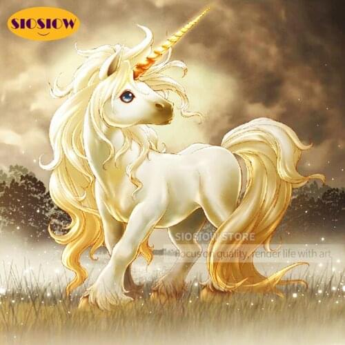 5d Diy Cartoon Diamond Paintings Unicorn Round 3D Diamond Painting Full Square Mosaic Embroidery Kits Decoration Home Room Gifts