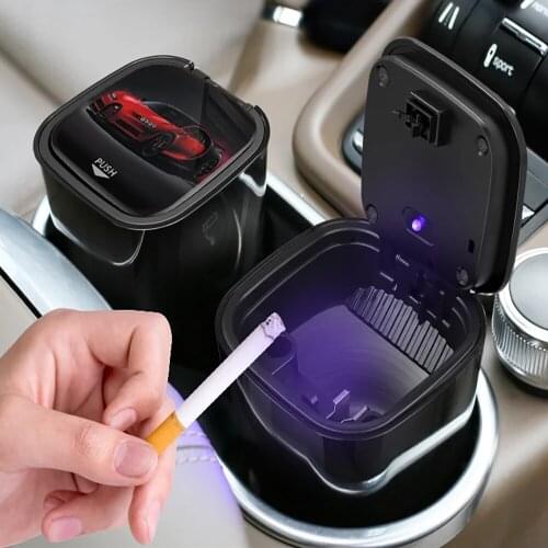 Car LED Ashtray Garbage Coin Storage Cup Container Cigar Ash Tray Car Styling Universal Size New 2021