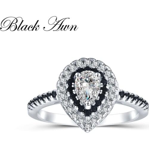BLACK AWN 2021 New Fashion Anillos Mujer 925 Sterling Silver JewelryHeart Wedding Rings for Women Engagement Ring Luxury C269