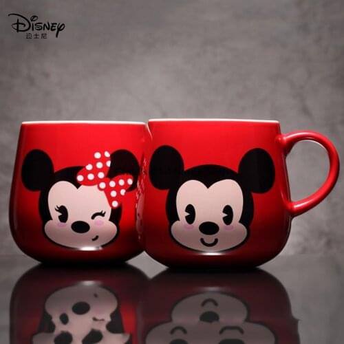 Disney Creative Mug 380ml Mickey Minnie Cartoon Ceramic Cup Boy Girl Coffee Milk Cup Office Fashion Couple Cups Christmas Gift