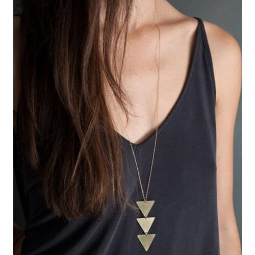 HebeDeer Triangle Long Necklaces Jewelry Trendy Girl Silver Color Vintage Necklace Chain Women Zinc Alloy Collares Collier