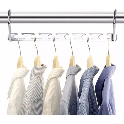 HOT SALE Stainless Steel Clip Stand Clothes Hanger organizer Adjustable Metal Hanger Clothing Organizer Save Space