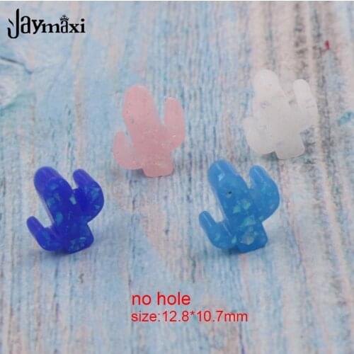 Jaymaxi Opal Cactus Charms Pink Blue White Color 12.8*10.7mm Synthetic Opal Cactus DIY Jewelry Without Hole 20Piece/lot