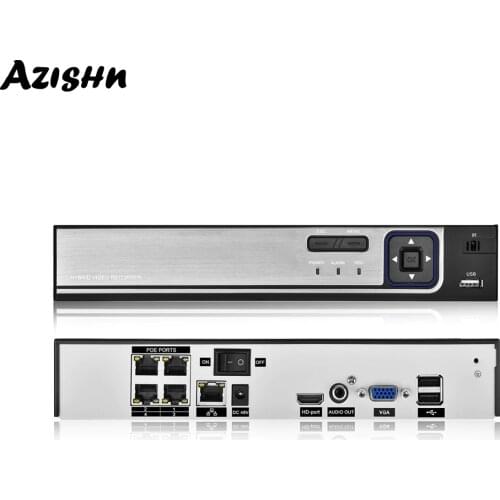 AZISHN H.265 48V POE NVR 4CH 5MP / 8CH 5MP Security Video Surveillance Recorder Motion Detect ONVIF P2P CCTV NVR For POE IP Cam
