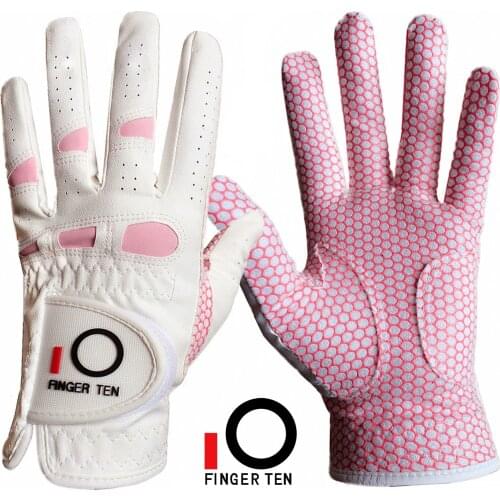 Finger Ten Women Golf Gloves Ladies Right-handed Lh Rh Golfer Rain Grip Fit Size Small Medium Large XL All Weather Drop Shipping