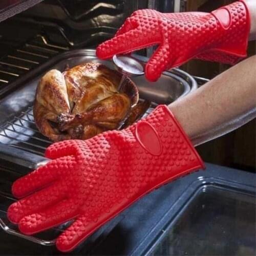 BBQ Grill Glove Oven Mitt Baking Glove Heat Resistant Silicone Oven Glove Thick Cooking Kitchen Barbecue Glove Kitchen Gadgets