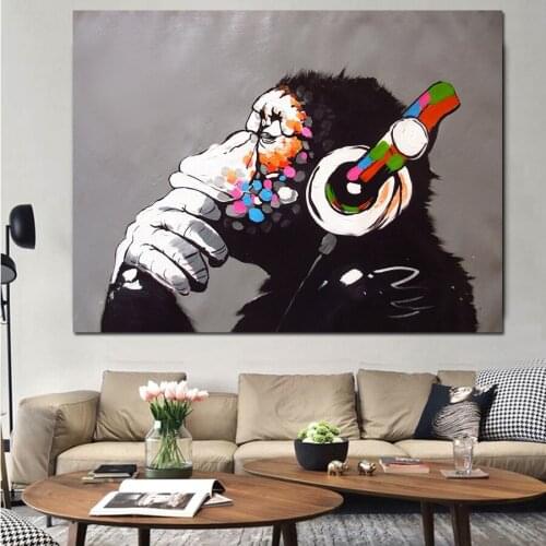 MUTU Street Art Oil Painting Monkey Canvas Decorativos Art Love Graffiti Picture Print Abstract Wall Art Poster Home Decor