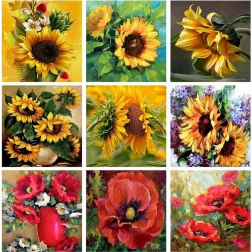 SDOYUNO Acrylic Painting By Numbers Sunflowers DIY Paint By Numbers On Canvas Scenery Handpaint 60x75cm Frameless Draw Number