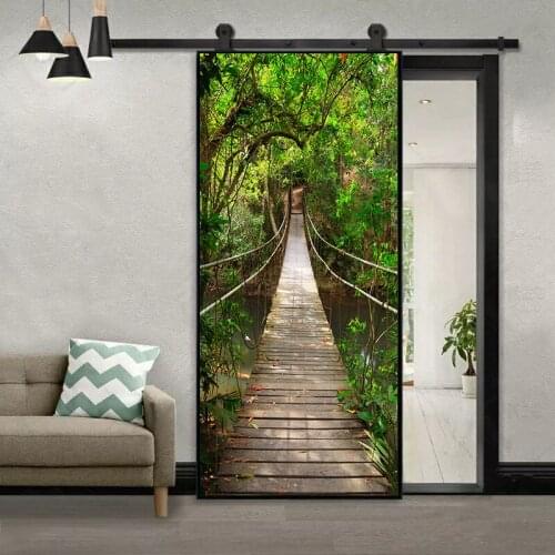 Forest Suspension Bridge DIY Door Sticker Home Decoration Wall Stickers Living Room Porch Art Mural Peel & Stick Vinly Wallpaper