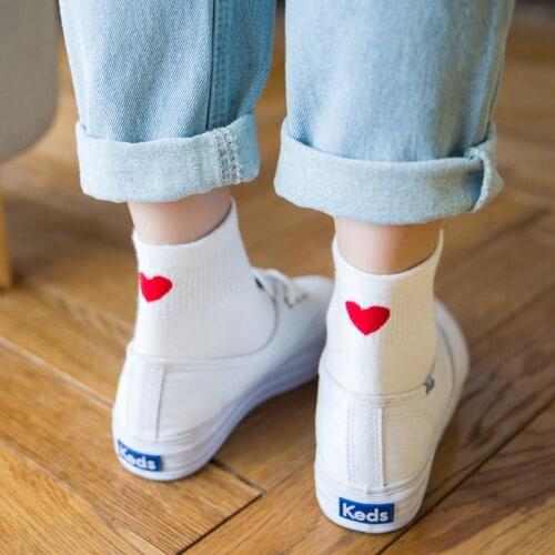 Women Socks 1 Pair Long Girls Cotton Colorful Novelty Women Fashion Heart Cute Lady Ankle Socks Korea Style Breathable Sweet