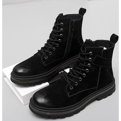 2021 Autumn Winter Boots Men Lace-Up Retro Tooling Mens Shoes Design Boots for Men Winter Warm Boots