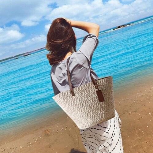 2021 New Summer Straw Bags For Women Handmade Rattan Woven Handbag Basket Shoulder Bags Beach Travel Large Capacity Tote Bags