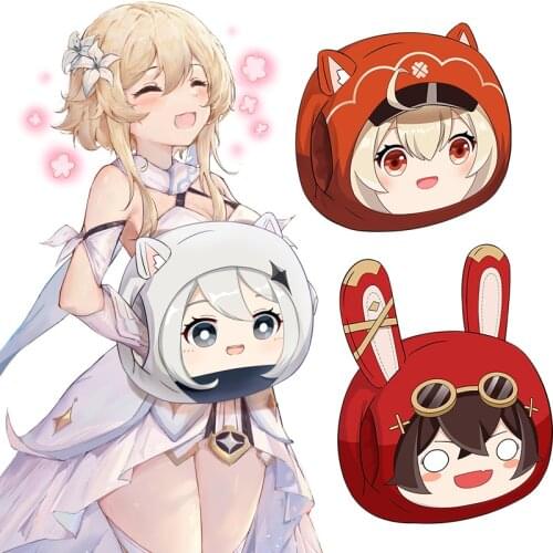 Anime Plush Pillow Game Genshin Impact Cosplay Props Project Paimon Klee Adult Warm Gloves Cute Cartoon Character Toys for Kids