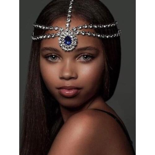 Stonefans Boho Headband Crystal Head Chain Bridal Forehead Headpiece Dance Headdress Hair Chain Bohemia Wedding Hair Accessories