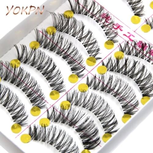 YOKPN Transparent Cotton Thread False Eyelashes Natural Long Soft Fiber Crisscross Fake Eyelashes Stage Makeup Art Eyelashes