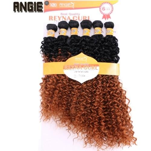 ANGIE Synthetic Kinky Curly Hair Bundles Two Tone Ombre Color Hair Weave 16 18 20 Inches Mixed 1 Pack Solution